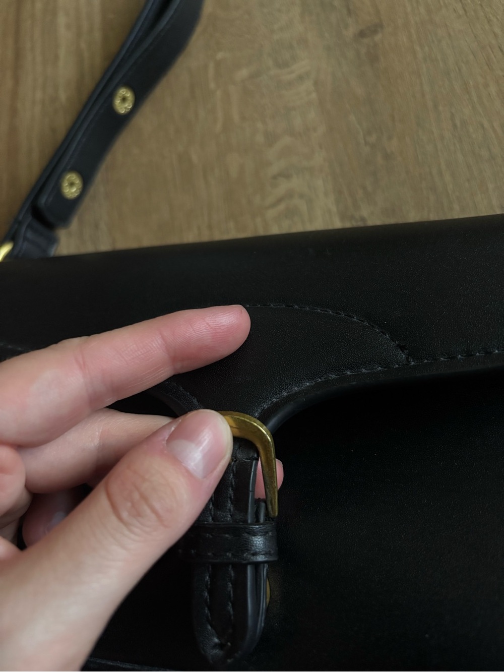 Mango Small Black Shoulder Bag with Buckle Detail - Picture 8 of 8